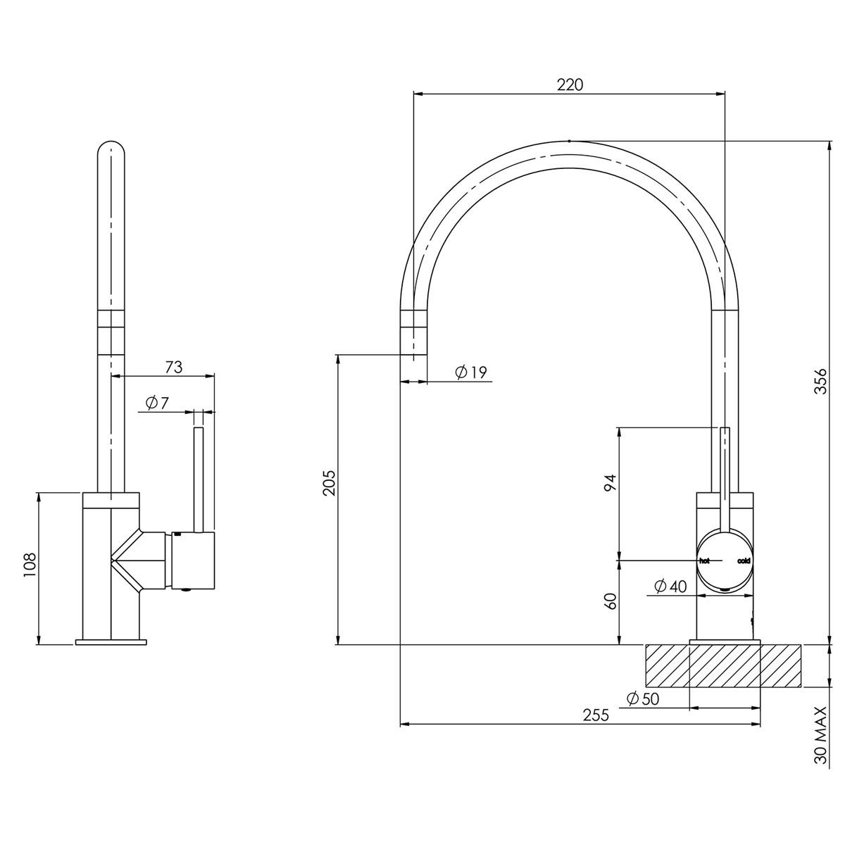 VIVID SLIMLINE SINK MIXER 220MM GN BC