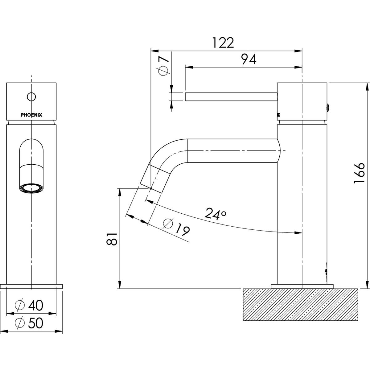 VIVID SLIMLINE BASIN MIXER CRV OUTLET BN