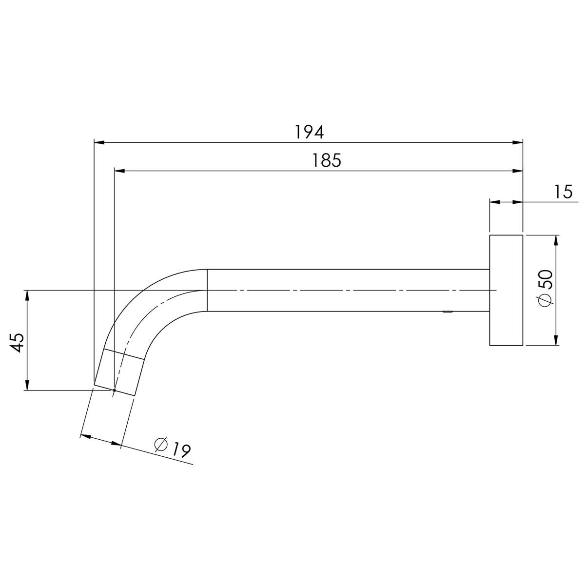 VIVID SLIMLINE WALL BASIN O/LET 180MM BC