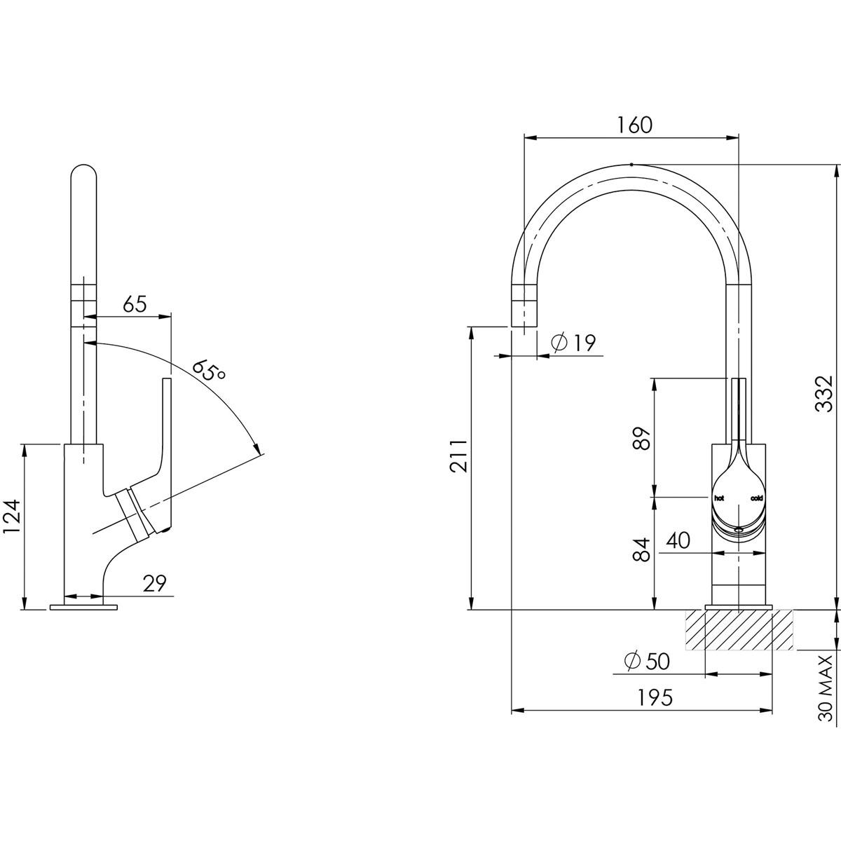 VIVID SLIMLINE OVAL SINK MIXER 160 GN BN