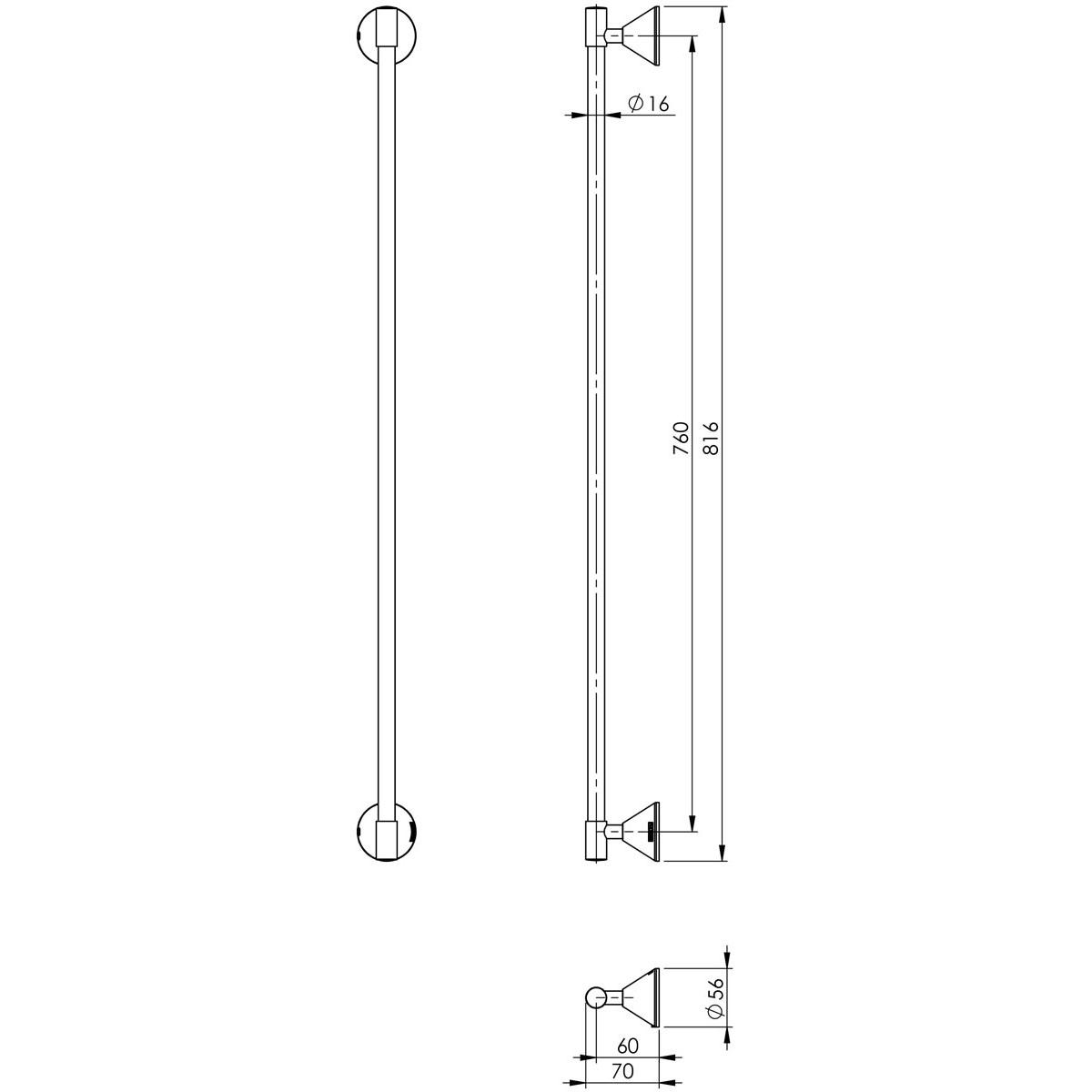 IVY SINGLE TOWEL RAIL 760MM CP