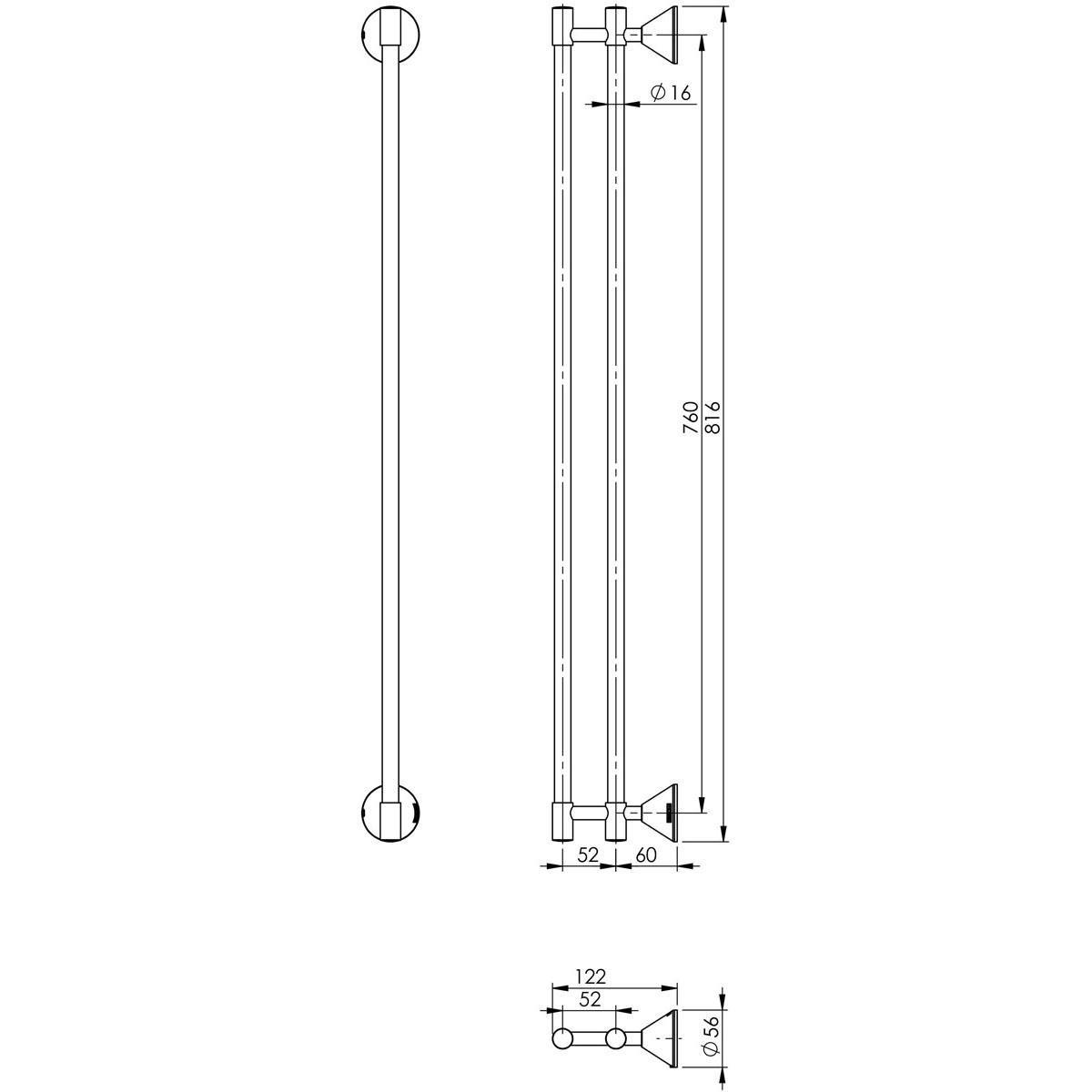 IVY DOUBLE TOWEL RAIL 760MM CP