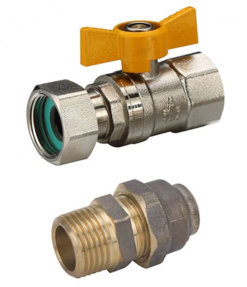 BALL VALVE GAS 20FL X 20MM NUT