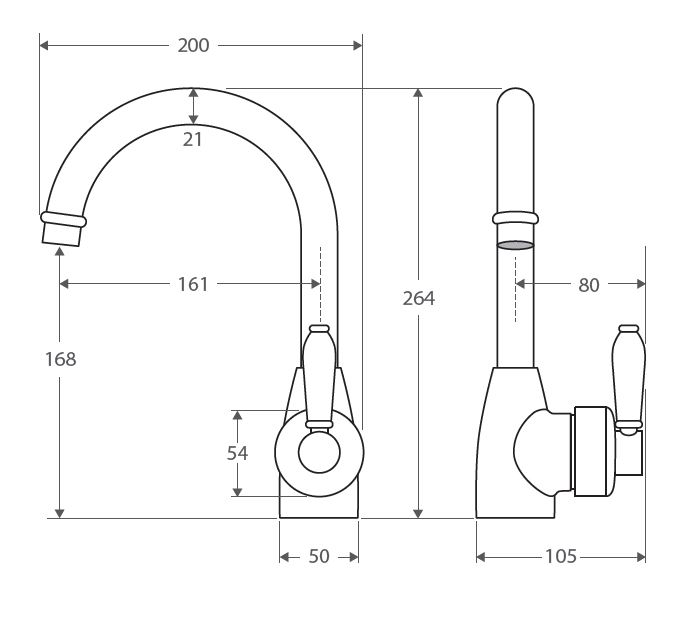 BASIN MIXER ELEANOR G/NECK CERAMIC HAND