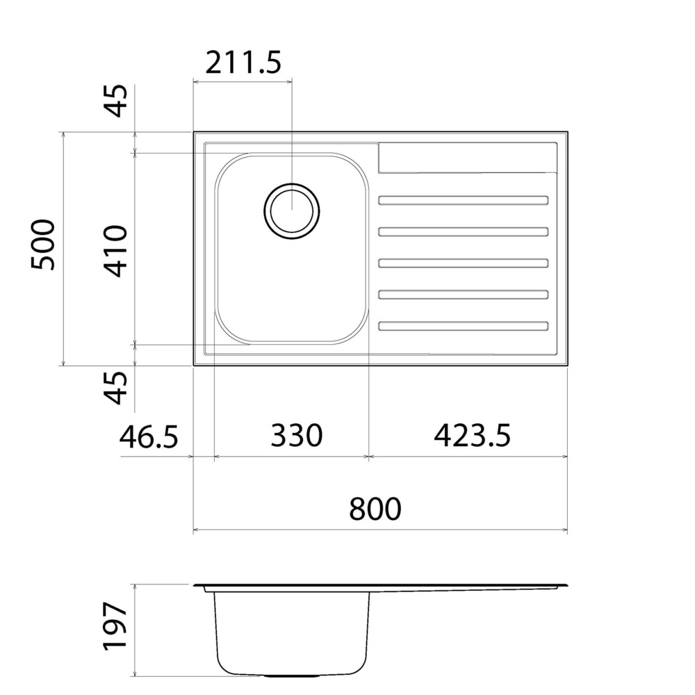 SINK QUATRO SINGLE LHB 1TH 800