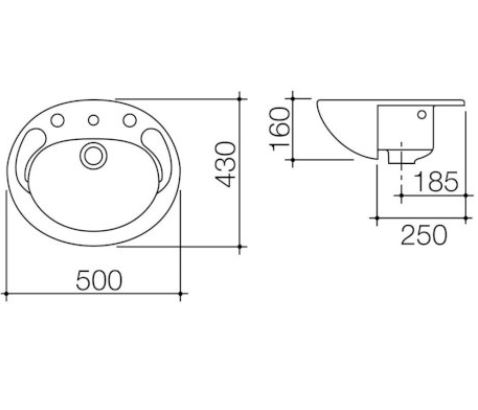 CONCORDE SEMI RECESSED BASIN 3TH WH