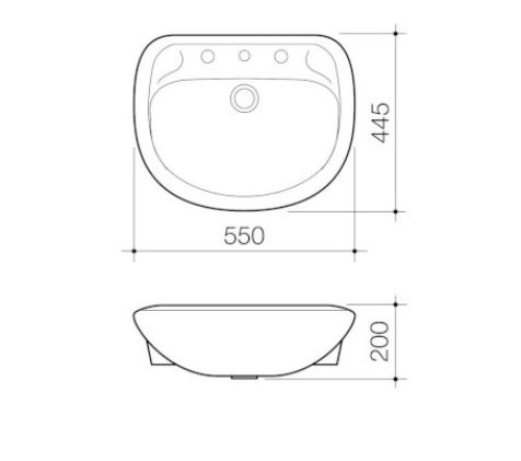 CARAVELLE 550 SEMI RECESSED BASIN 3TH WH