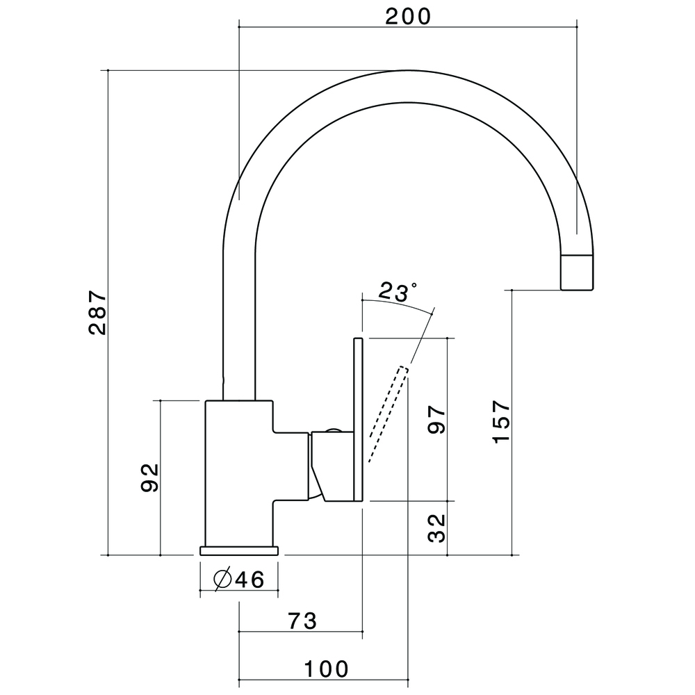 YUKON SINK MIXER G/NECK OUTLET