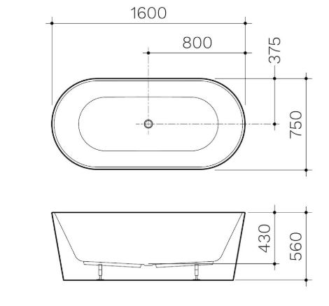 CLARK ROUND 1600 FREESTANDING BATH NOF