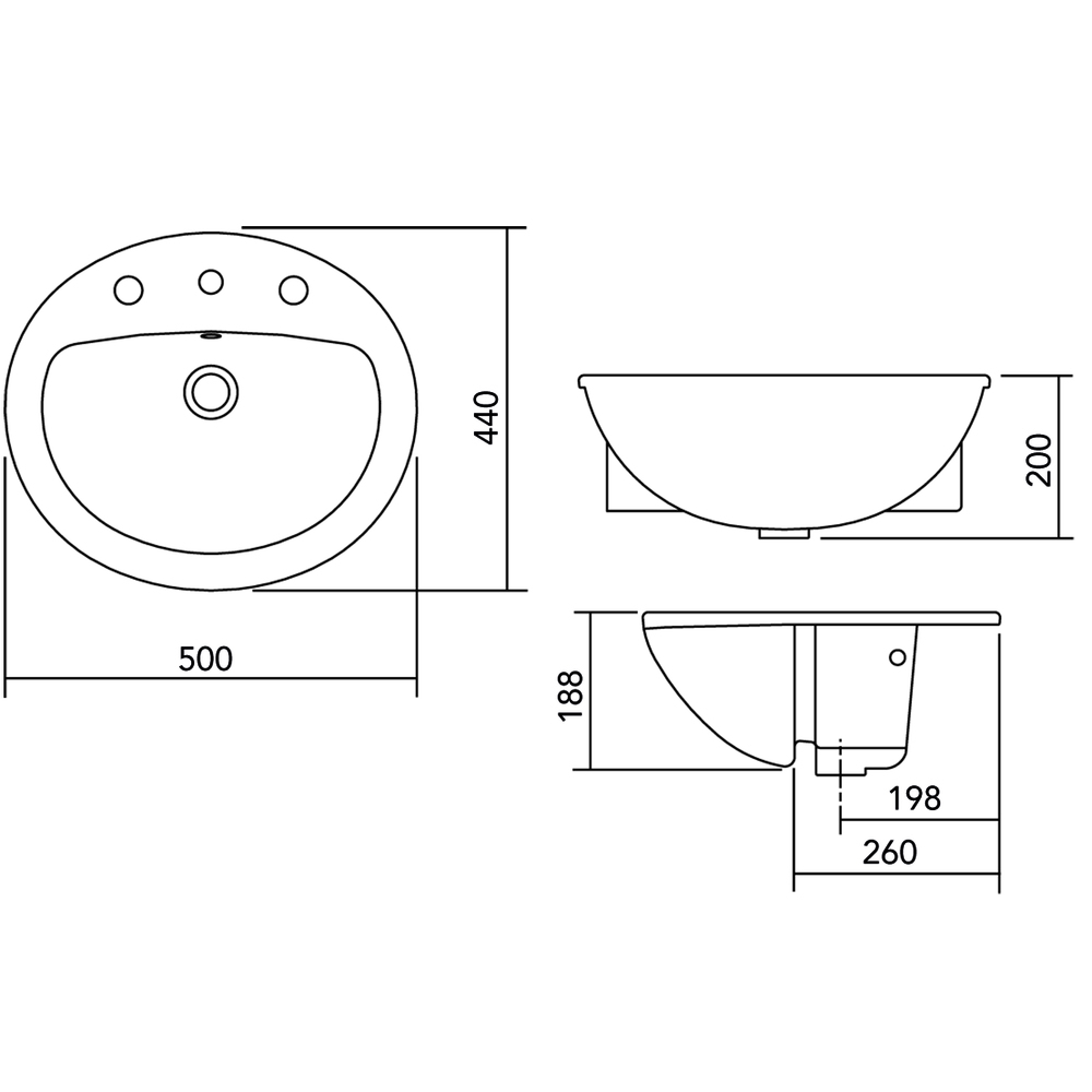 VENECIA SEMI RECESSED BASIN 1TH OF WH