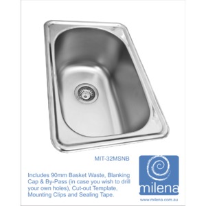 MILENA SKINNY INSET TUB 32L S/S NTH