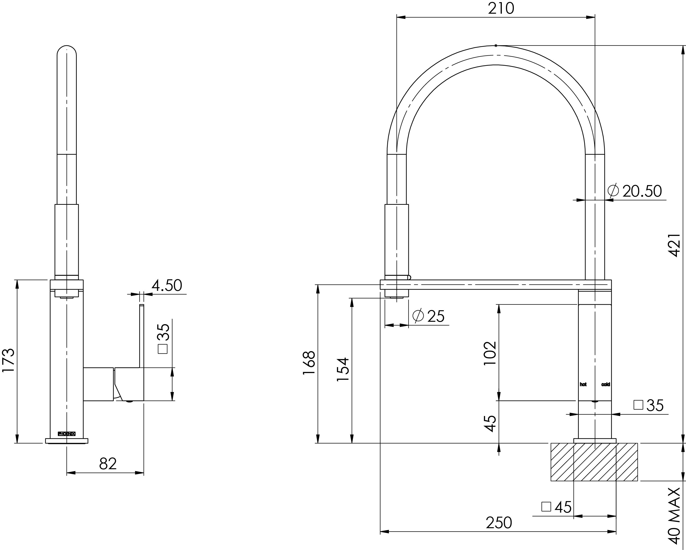 VEZZ FLEXIBLE HOSE SINK MIXER SQUARE CP