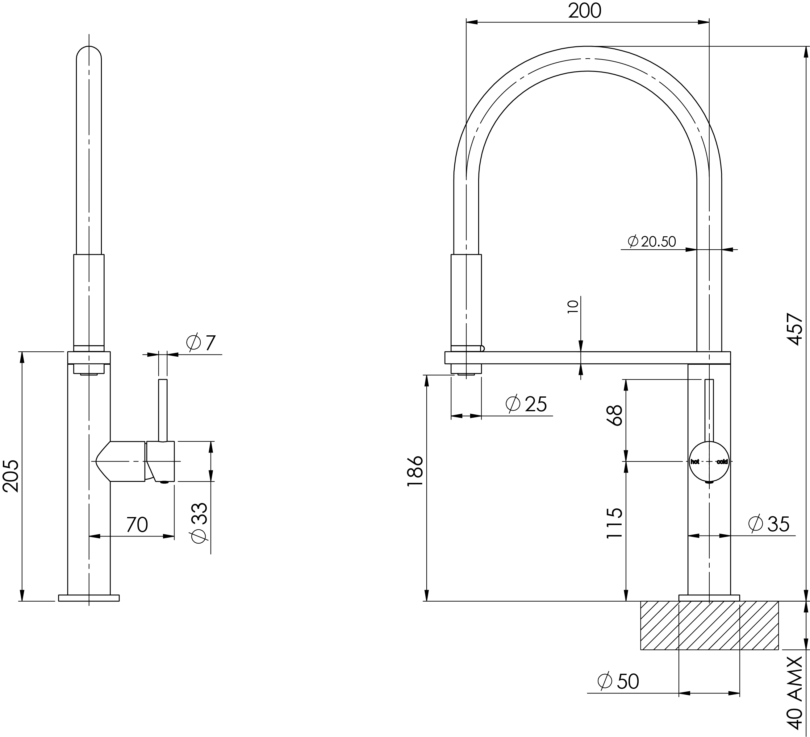 BLIX FLEXIBLE HOSE SINK MIXER ROUND CP