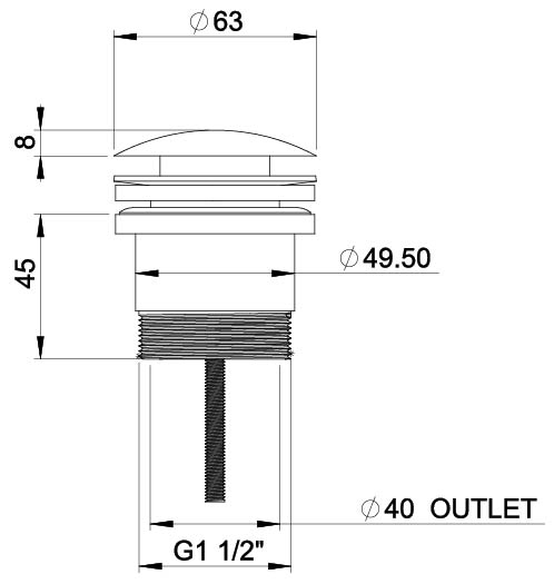 40MM POP UP UNIVERSAL WASTE MB