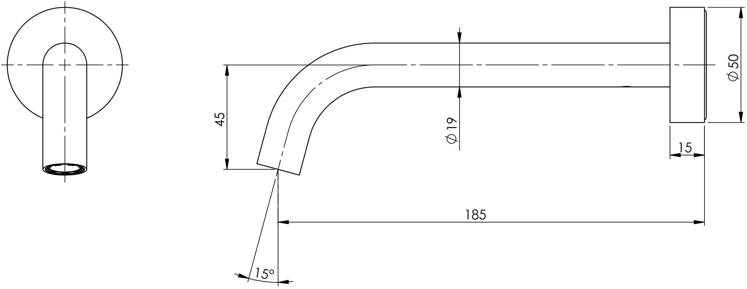 VIVID SLIMLINE WALL BASIN O/LET 180MM CP