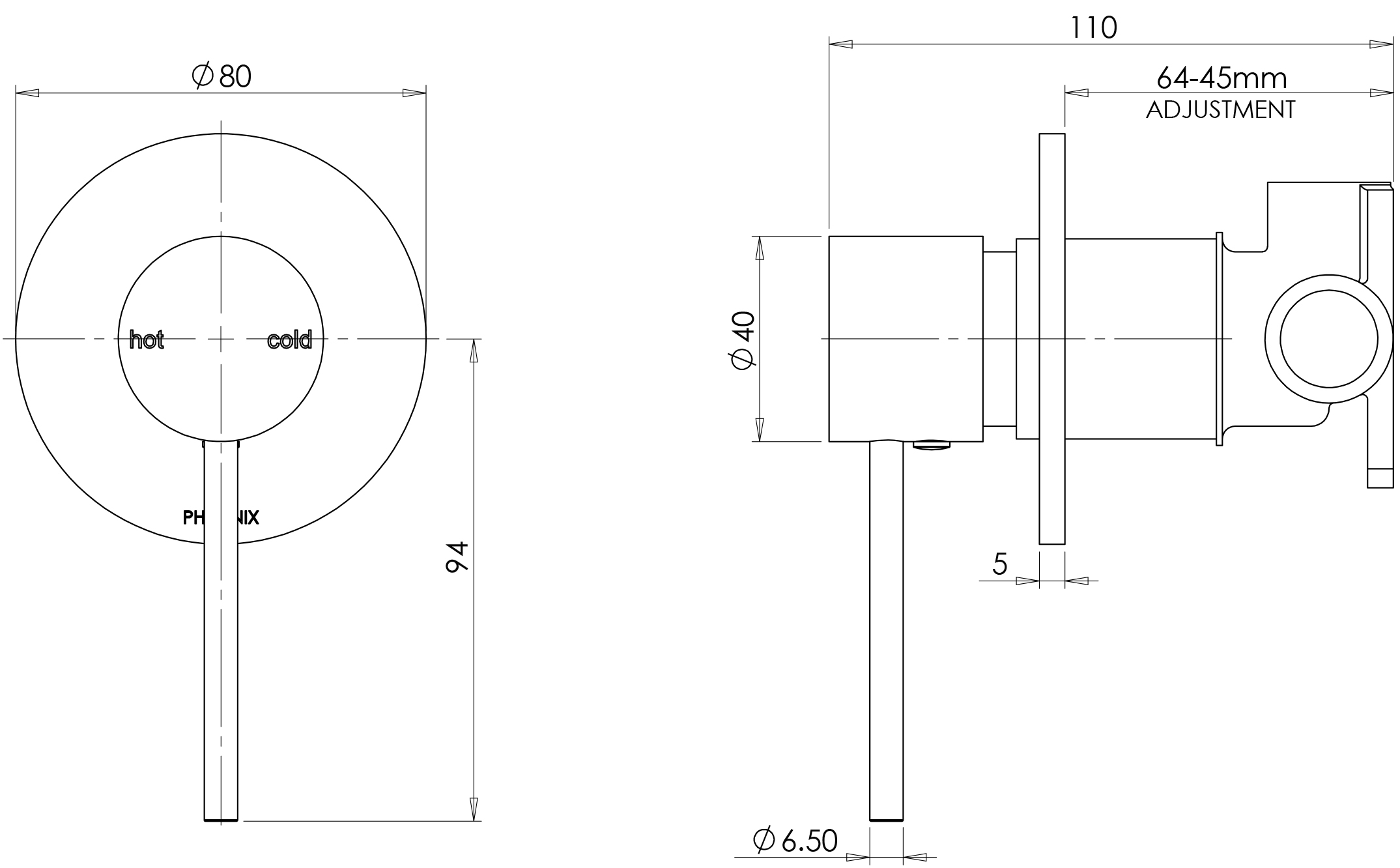 VIVID SLIMLINE SHOWER / WALL MIXER CP