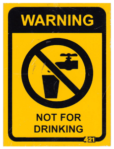 SIGN MET NOT 4 DRINKING YEL/BLK 100X75