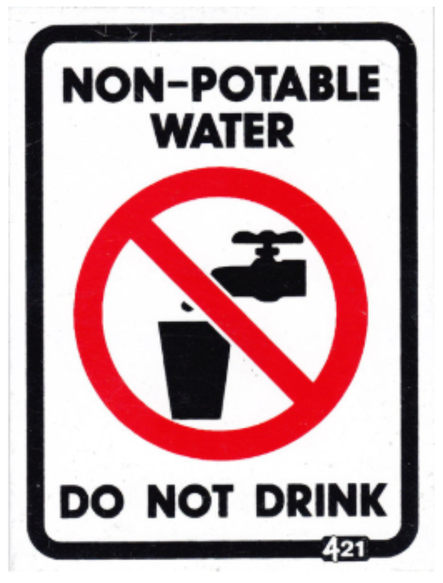 NON POTABLE WATER SIGN METAL 100X75