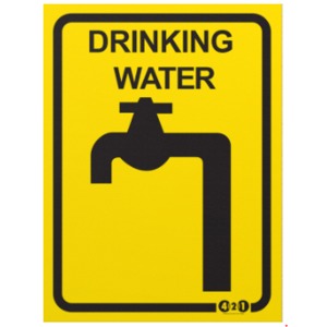 SIGN MET DRINKING WATER YEL/BLK 100X75