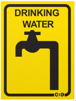 SIGN MET DRINKING WATER YEL/BLK 100X75